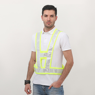 O poliéster alto da visibilidade SJV04 fez malha a veste reflexiva da segurança para o corredor da noite