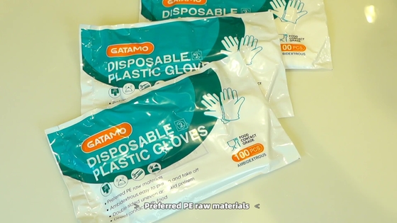 Das crianças transparentes claras descartáveis de múltiplos propósitos baratas do produto comestível da cozinha do HDPE de Gatamo luvas do PE